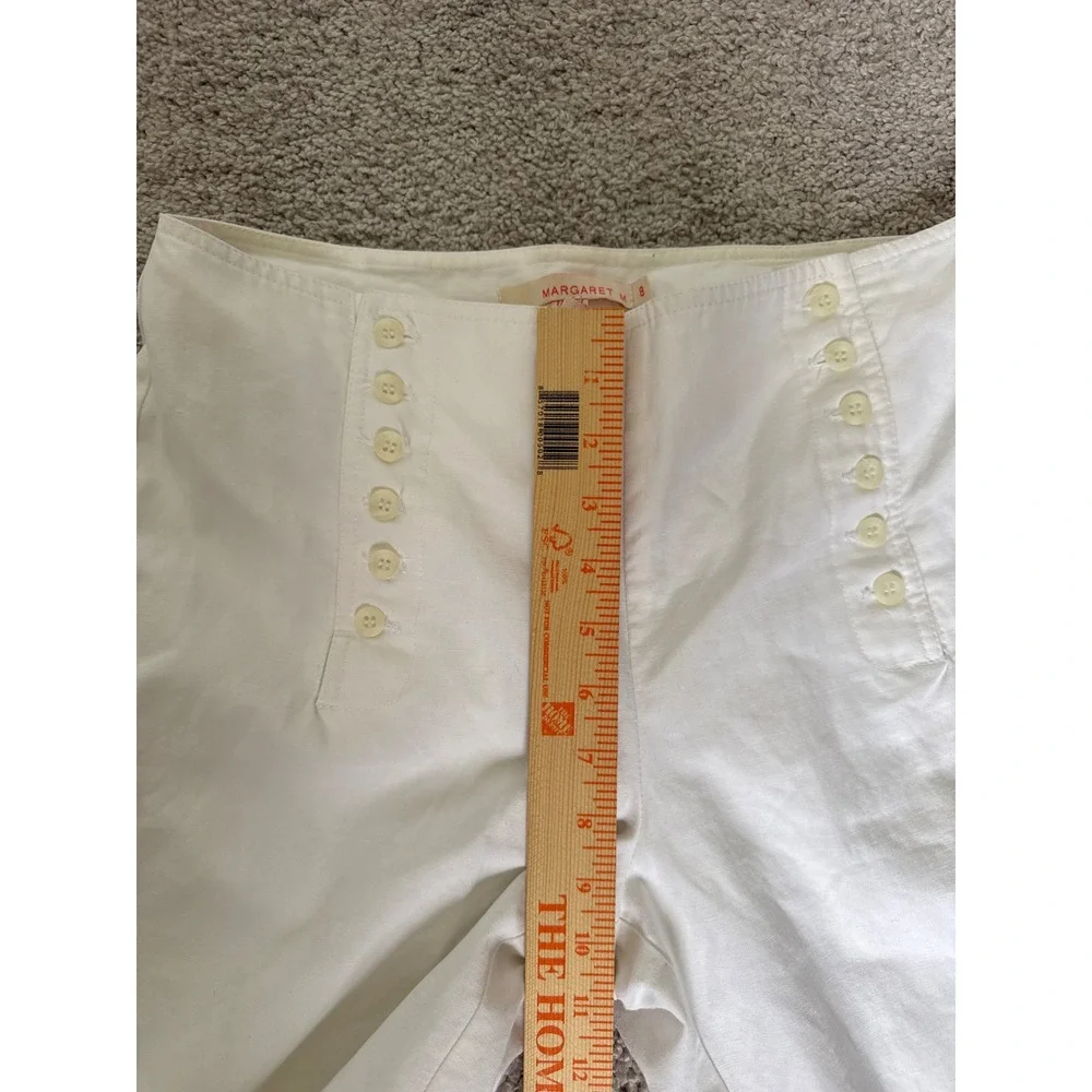 Margaret M White Sailor Pants Wide Leg High Waisted Button Front Size 8 Canada